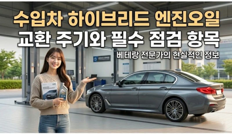 수입차 하이브리드 엔진오일 교환 주기와 필수 점검 항목 알려주세요.