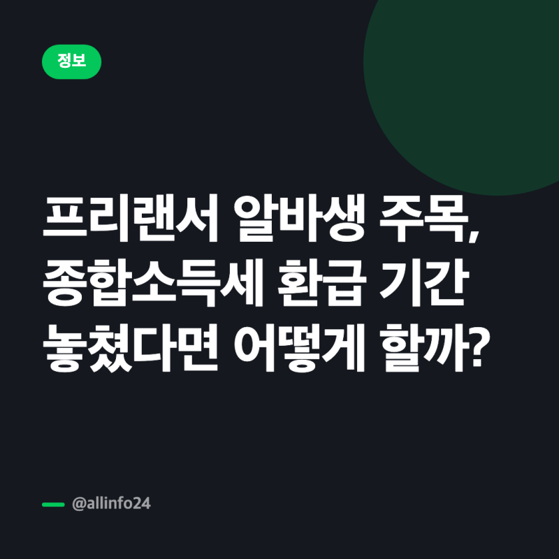 프리랜서 알바생 주목, 종합소득세 환급 기간 놓쳤다면 어떻게 할까?