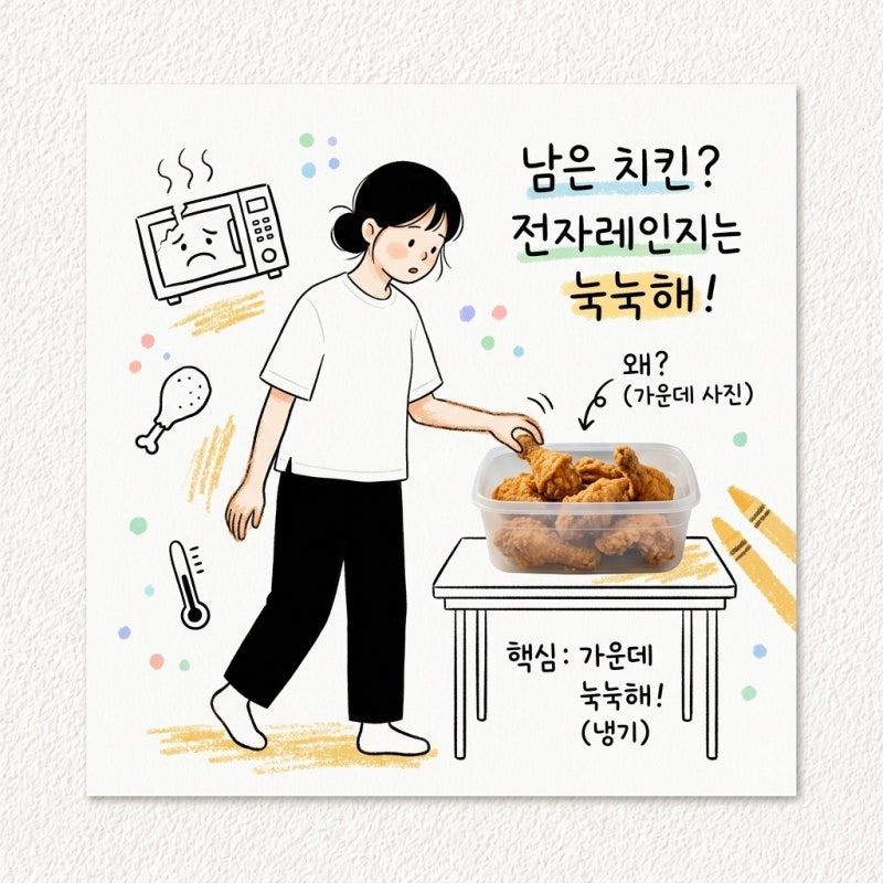 남은 치킨 보관법 데우기 전자레인지가 눅눅해지는 이유