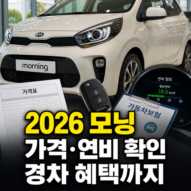 2026 모닝 신차 가격표와 연비, 보험료, 경차 혜택 정리