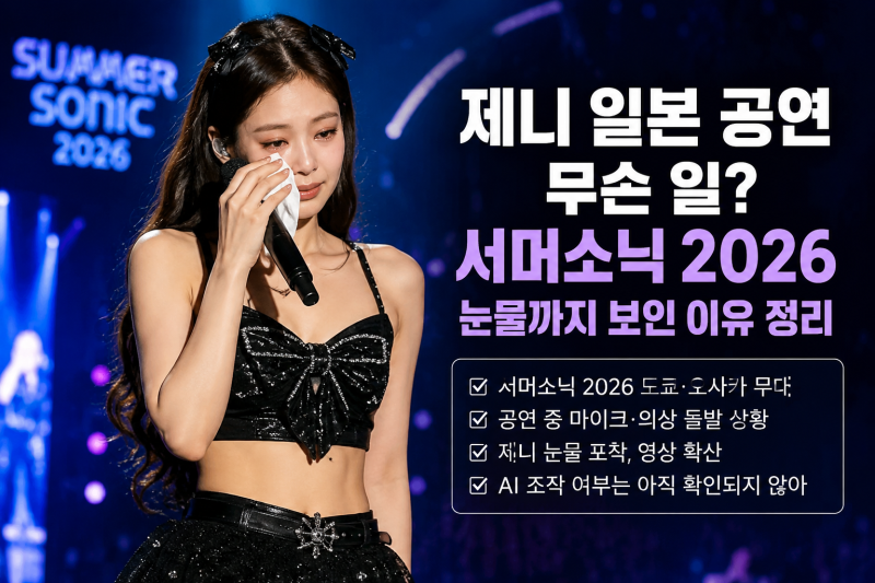 제니 일본 공연 무슨 일? 서머소닉 2026 눈물까지 보인 이유 정리
