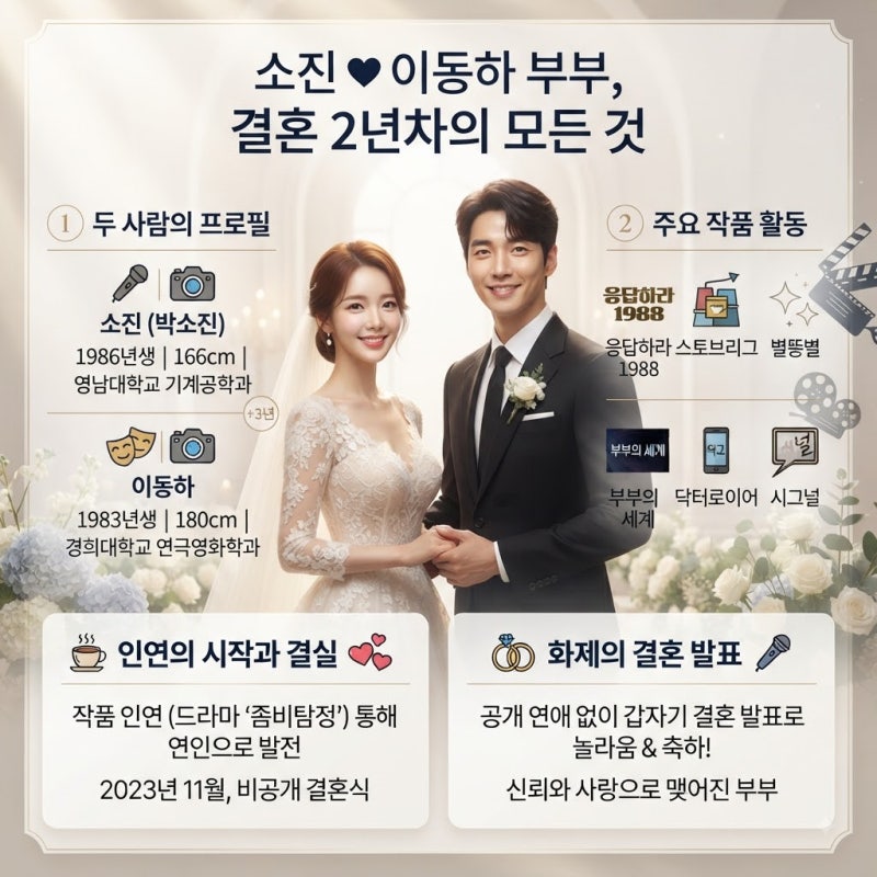 이동하·소진 프로필 총정리, 나이부터 결혼 과정까지 한눈에