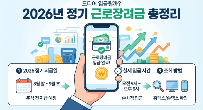드디어 입금될까? 2026년 정기 근로장려금 지급일 및 실제 입금 시간 총정리