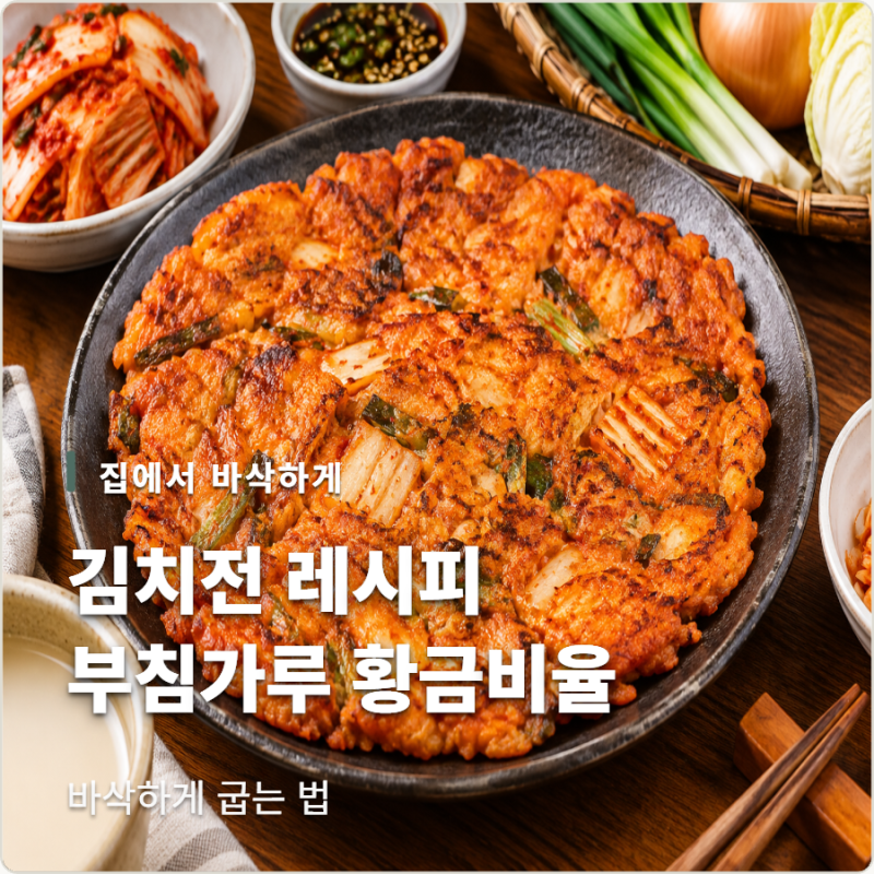 김치전 레시피 바삭하게 만드는 법! 부침가루 황금비율 총정리