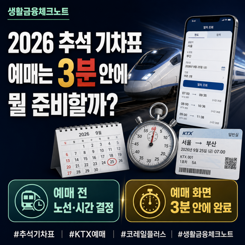 2026 추석 기차표 예매 방법, 코레일+에서 성공하려면? 3분 안에 끝내는 준비법