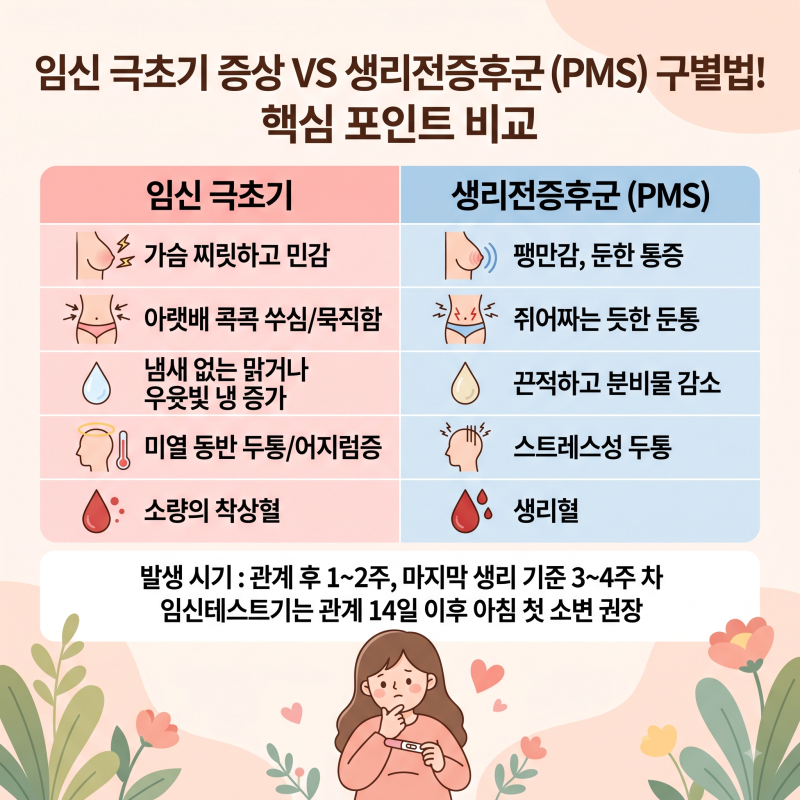 임신 극초기증상 시기별 몸의 변화 생리전증후군과 다를까