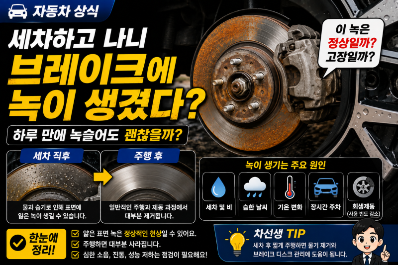 세차하고 나니 브레이크에 녹이 생겼다? 하루 만에 녹슬어도 괜찮을까?