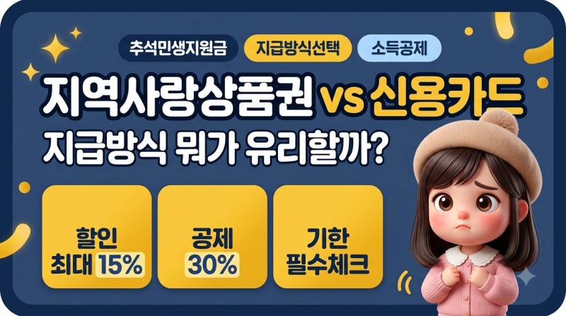 추석 민생지원금 지역사랑상품권·신용카드 지급 방식 선택 꿀팁