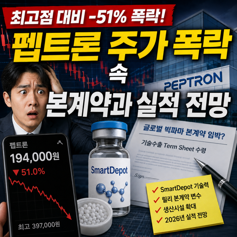 펩트론 주가 폭락 이유와 본계약 총정리