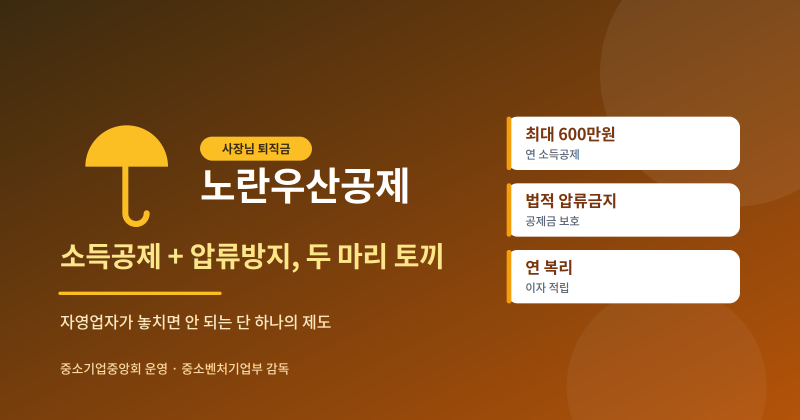 노란우산공제 완전정리 — 소득공제 최대 600만원, 그리고 압류방지