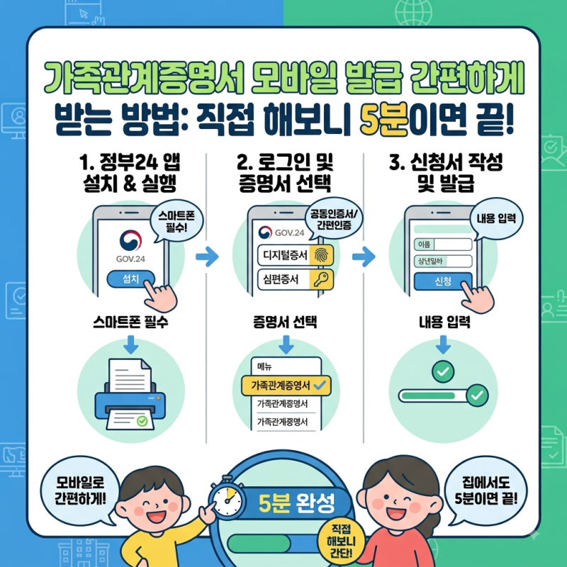 가족관계증명서 모바일발급 간편하게 받는 방법 직접 해보니 5분이면 끝