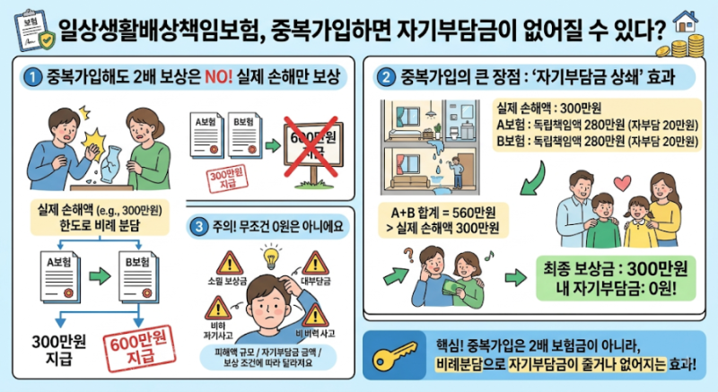 일상생활배상책임보험, 중복가입하면 자기부담금이 없어질 수 있다?