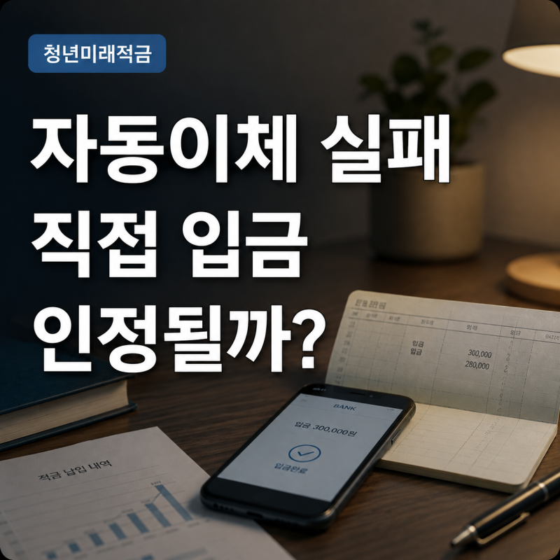 청년미래적금 자동이체 실패 후 직접 입금해도 될까? 이번 달 납입 인정 기준