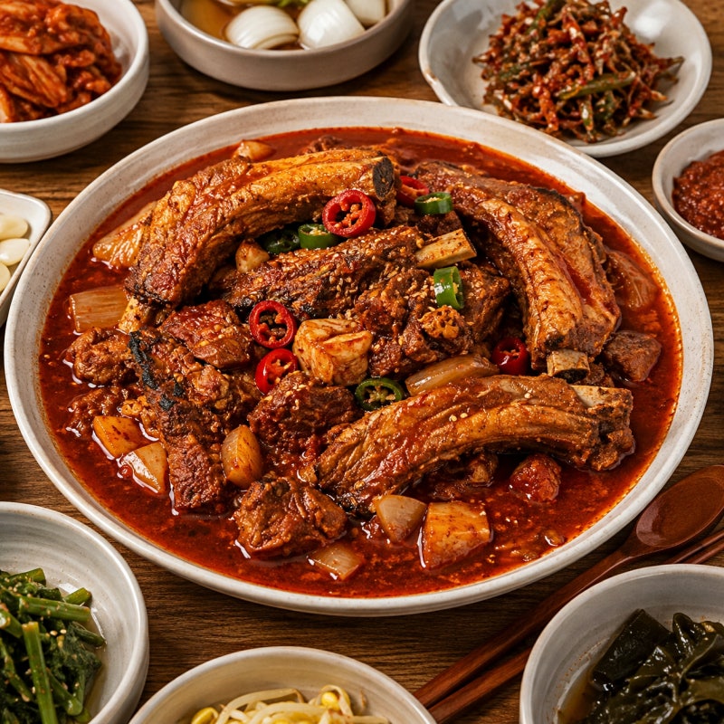 오늘의 저녁 메뉴 매콤등갈비찜 한돈 1등급 등갈비로 맛있게 묶어요!