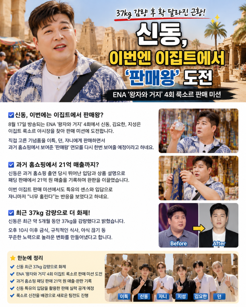신동 37kg 감량 후 확 달라진 근황｜이번엔 이집트에서 ‘판매왕’ 도전