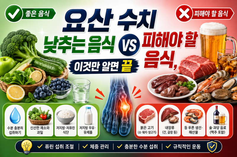 요산 수치 낮추는 음식 vs 피해야 할 음식, 이것만 알면 끝