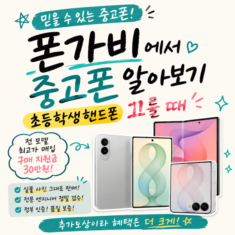 새폰 가격 부담된다면? 폰가비구매 중고폰 초등학생핸드폰 알아보기