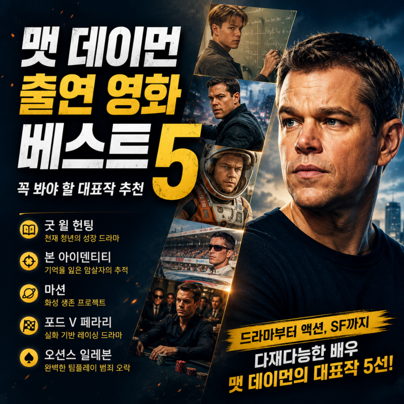 맷 데이먼 출연 영화 베스트 5, 꼭 봐야 할 대표작 추천