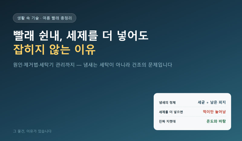 빨래 쉰내, 세제를 더 넣어도 안 잡힙니다 — 원인·제거법·수건 되살리기 총정리 (2026년 8월 ....