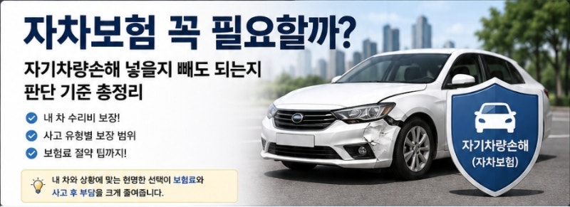 자차보험 꼭 필요할까?｜신차·중고차 자기차량손해 넣을지 빼도 되는지 판단 기준