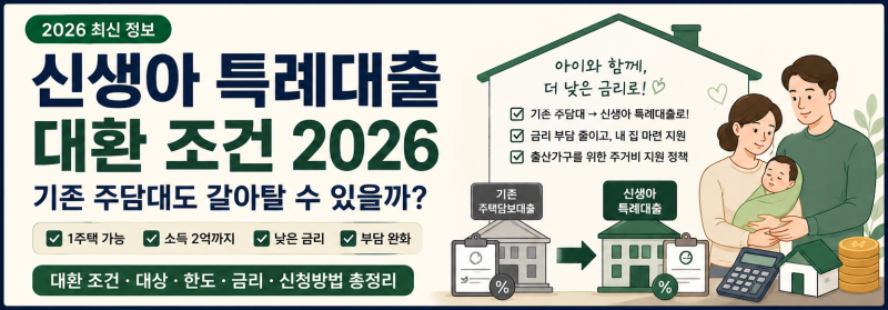 신생아 특례대출 대환 조건 2026｜기존 주담대도 갈아탈 수 있을까?