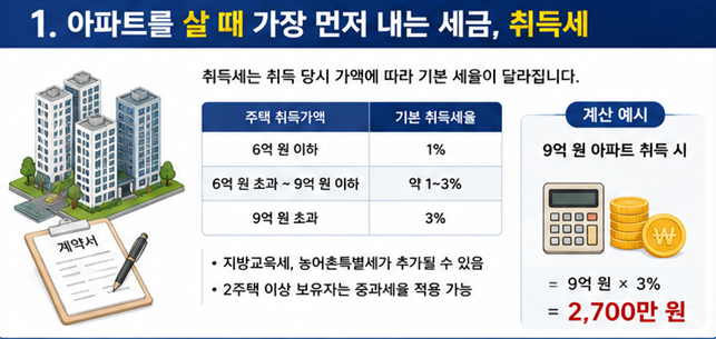아파트 매매할 때 세금은 무엇이 있을까? 취득세부터 양도세까지 계산방법과 주의사항 총정....