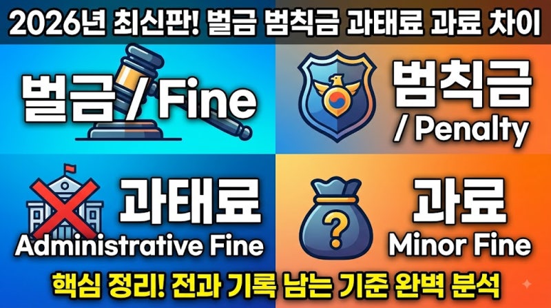 벌금 범칙금 과태료 과료 차이점 비교, 전과기록에 남을까?