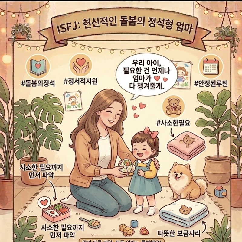 MBTI 유형별 엄마 모습, 저희 아내는 ISFJ 용감한 수호자예요!