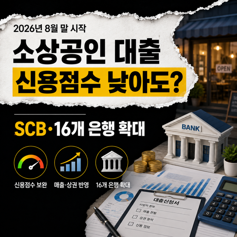 소상공인 대출, 신용점수 낮아도 가능할까? SCB 8월 말 도입 뭐가 달라지나