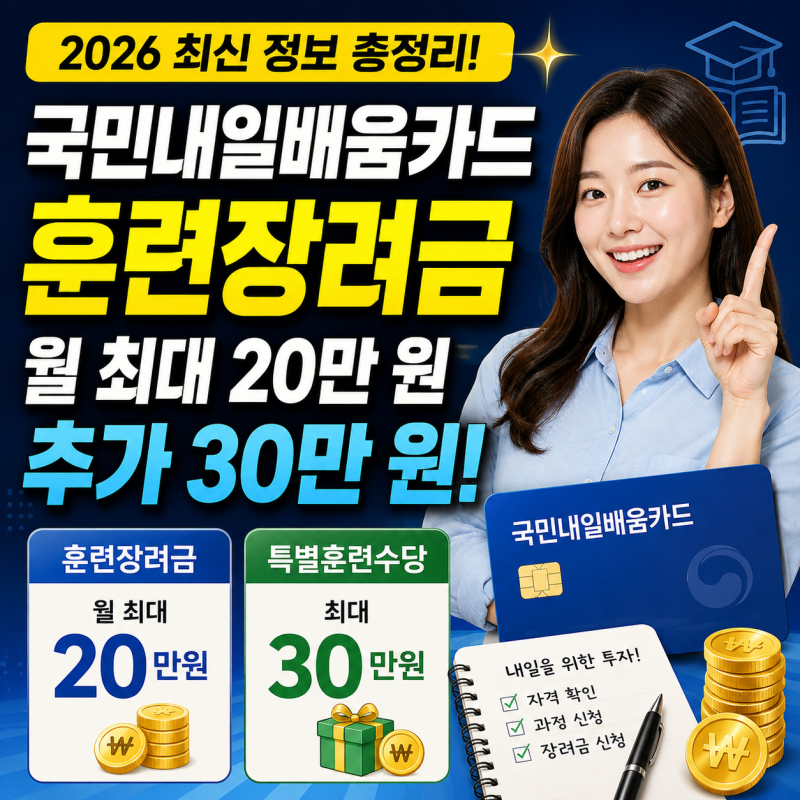 국민내일배움카드 훈련장려금 월 최대 20만 원·특별훈련수당 30만원 (+신청방법)