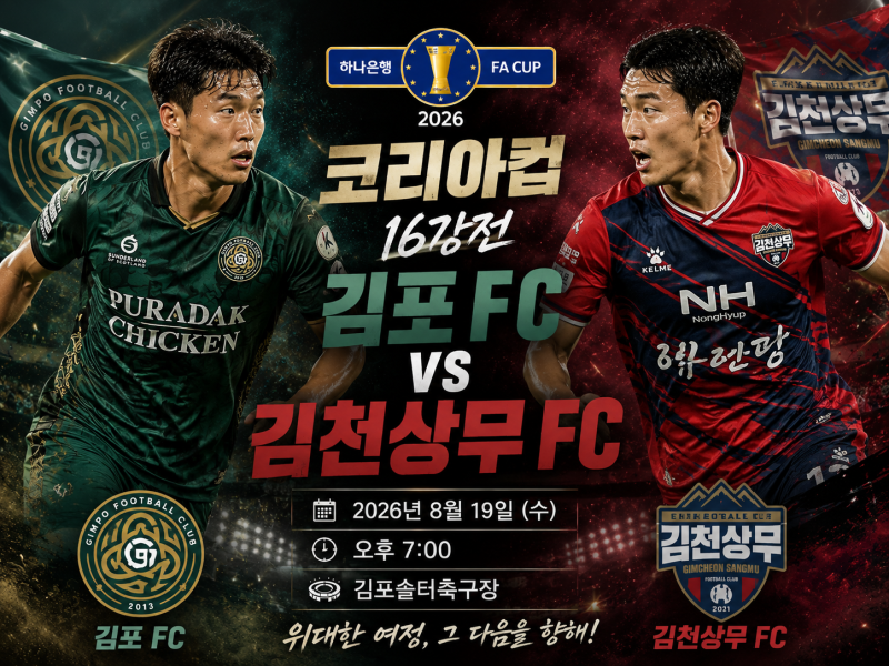 한국FA컵 코리아컵 프리뷰｜8월19일 김포 FC vs 김천상무FC 예상스코어 및 경기분석 승부예측 ....