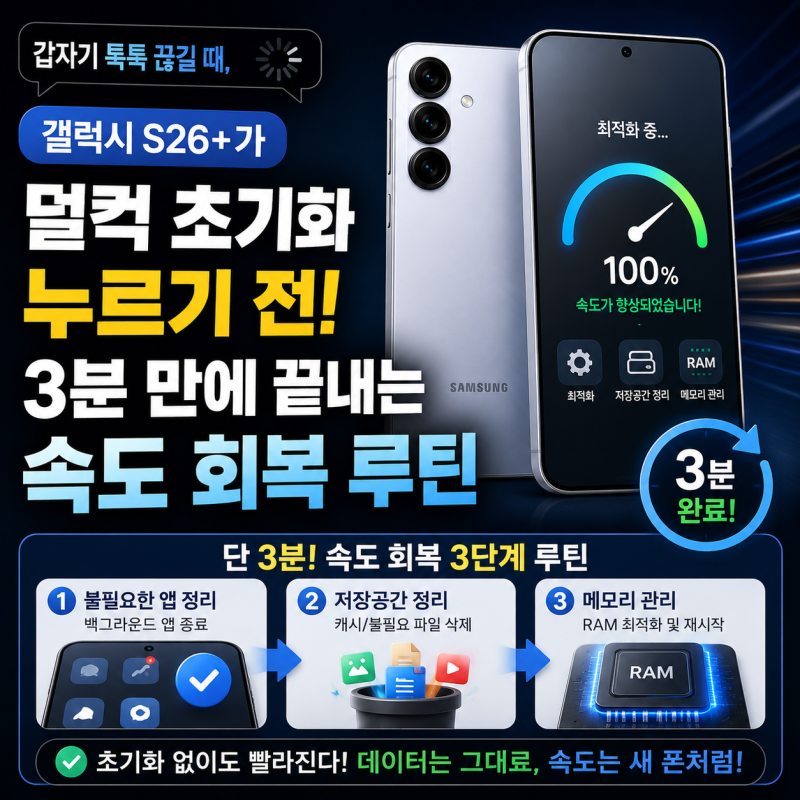 갤럭시 S26+가 갑자기 툭툭 끊길 때, 덜컥 초기화누르기 전 3분 만에 끝내는 속도 회복 루틴