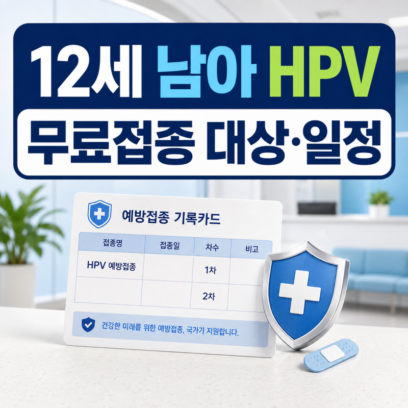 12세 남아 HPV 무료접종 시작｜지원 대상·백신 종류·권장 일정 총정리