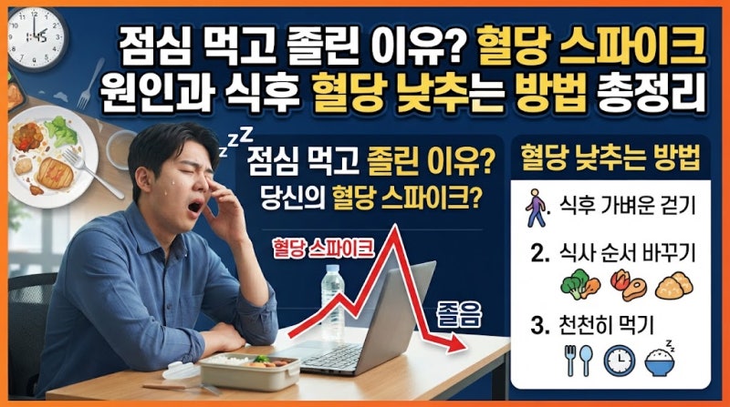 점심 먹고 졸린 이유? 혈당 스파이크 원인과 식후 혈당 낮추는 방법 총정리