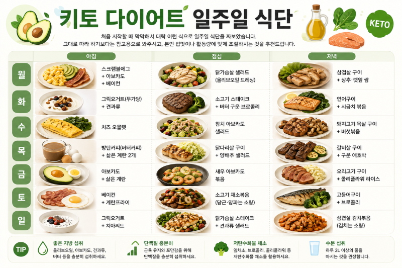 키토다이어트 식단표: 초보자도 성공하는 저탄고지 다이어트 방법 및 허용 음식 총정리