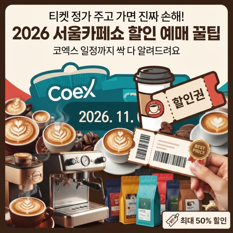 티켓 정가 주고 가면 진짜 손해! 2026 서울카페쇼 할인 예매 꿀팁부터 코엑스 일정까지 싹 다 ....