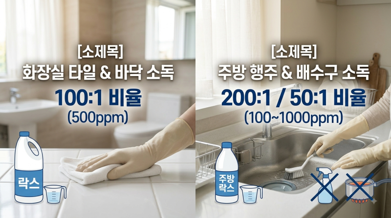 목적별 최적의 락스 희석 비율: 화장실, 주방, 배수구 완전 정복