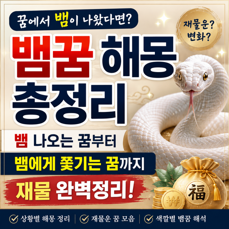 뱀꿈 해몽 총정리 뱀 나오는 꿈부터 뱀에게 쫓기는 꿈 재물 완벽정리