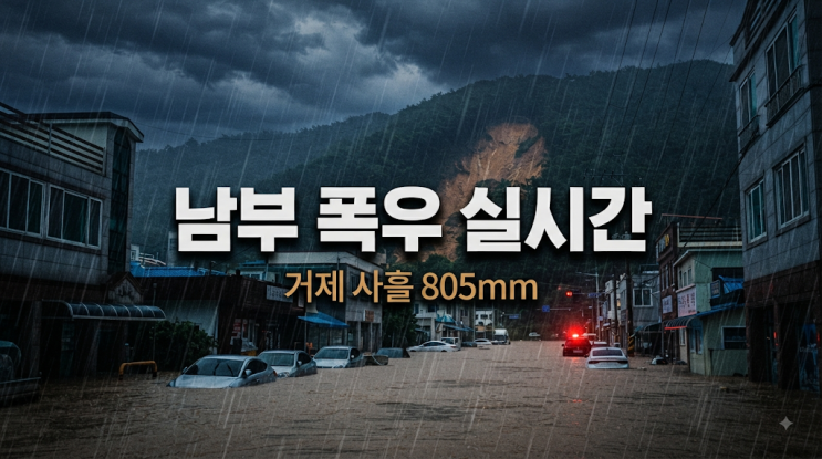 <b>거제</b> 사흘 805mm <b>물폭탄</b>, 산사태로 아파트 1층 매몰…8월 17일 남부 폭....