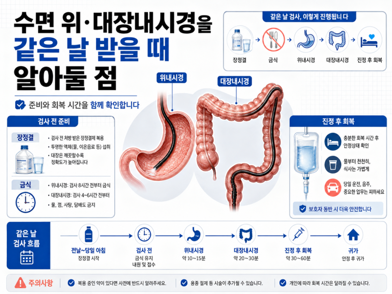 수면 위·대장내시경을 같은 날 받을 때 알아둘 점