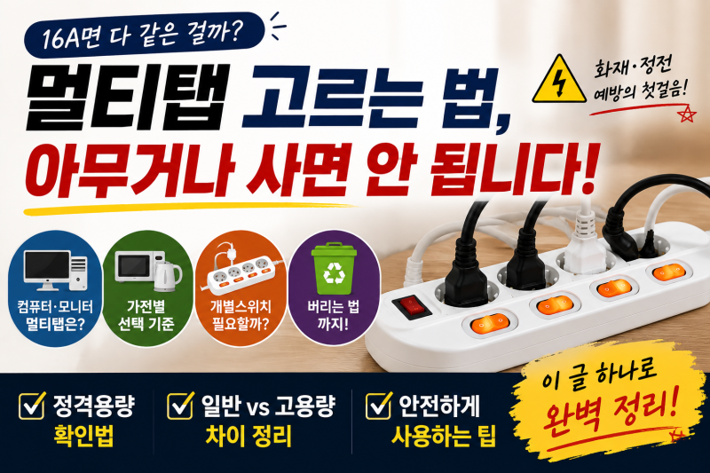 멀티탭 고르는 법, 16A면 다 같은 걸까?컴퓨터·가전별 선택부터 고용량 멀티탭까지