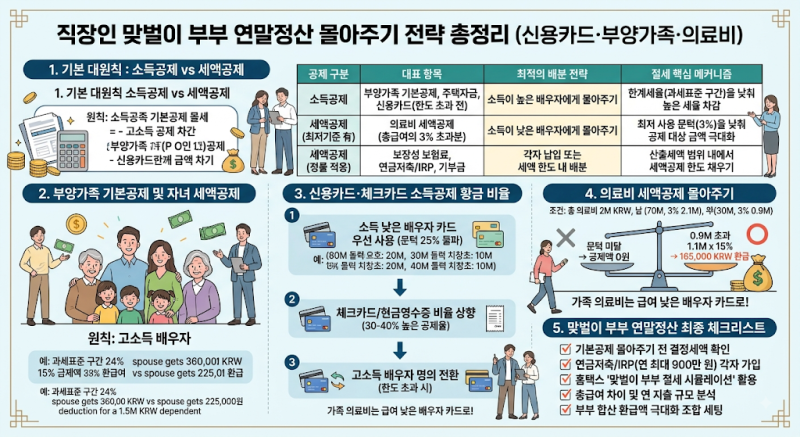 직장인 맞벌이 부부 연말정산 몰아주기 전략 총정리 (신용카드·부양가족·의료비)