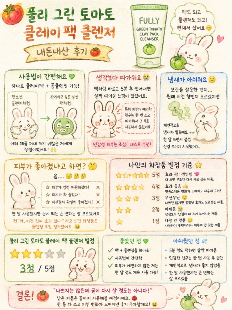 풀리 그린 토마토 클레이 팩 클렌저 내돈내산 한달사용 후기