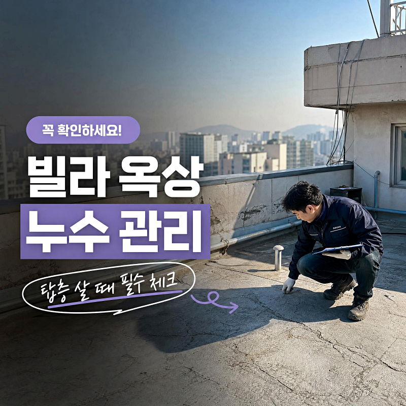 오래된 빌라 꼭대기 층 살 때 꼭 알아두어야 할 옥상방수 및 관리 체크리스트