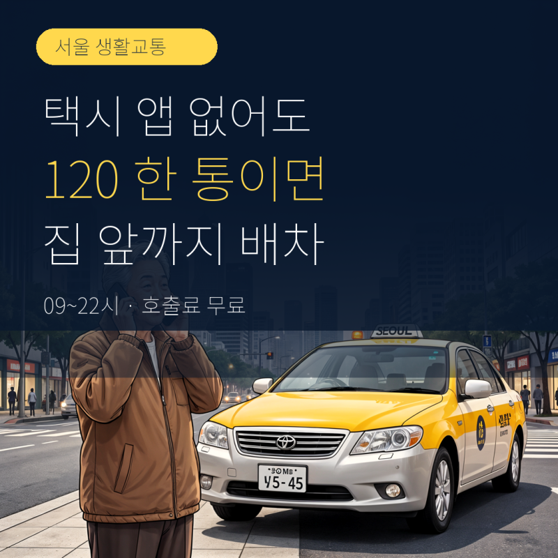 서울 120 동행콜택시 이용방법, 앱 없이 전화로 택시 부르는 법