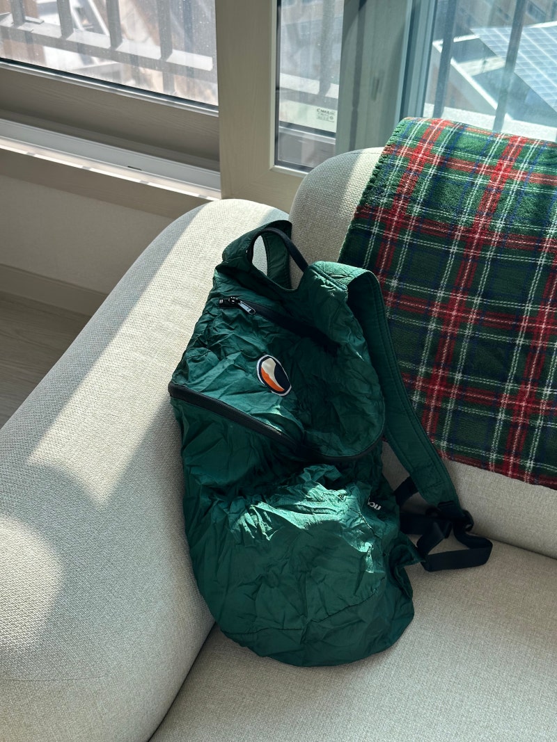 발리 티켓투더문 백팩 플러스 25L(다크그린, 남자 착용, 경량, 패커블, 여행용 후기)