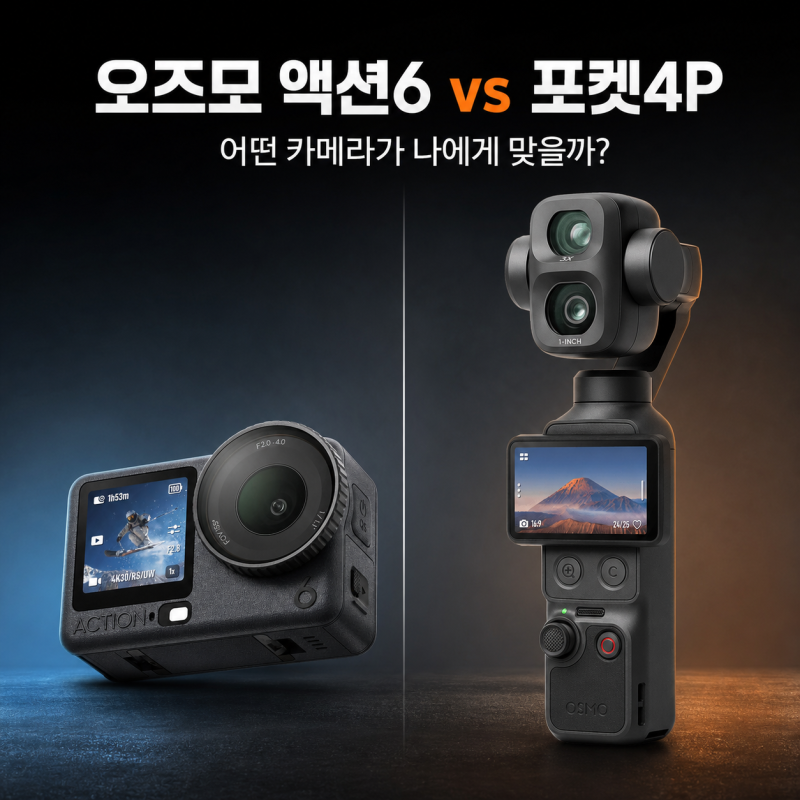 DJI 오즈모 액션6 vs 오즈모 포켓4P 비교, 어떤 카메라를 추천할까?