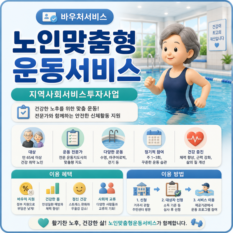 노인스포츠바우처 노인맞춤형운동서비스, 수영·에어로빅 이렇게 저렴하게 다닐 수 있어요