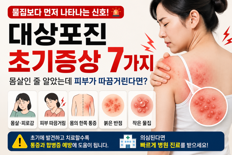 대상포진 초기증상 7가지｜몸살인 줄 알았는데 피부가 따끔거린다면?