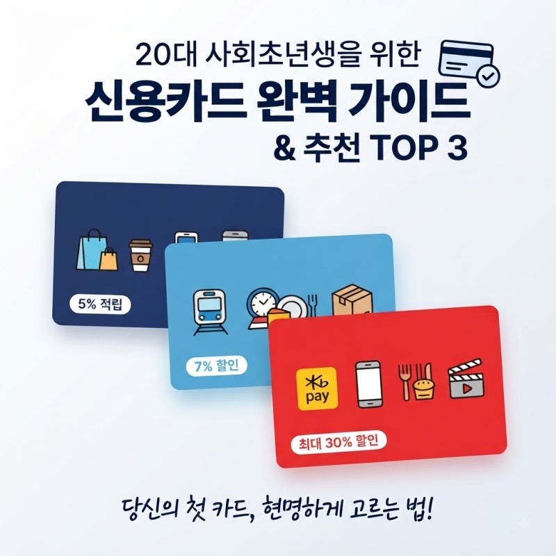 첫 신용카드 고민 끝! 20대 사회초년생 신용카드 추천 및 혜택 비교